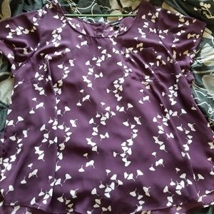 Purple dandelion button down back blouse